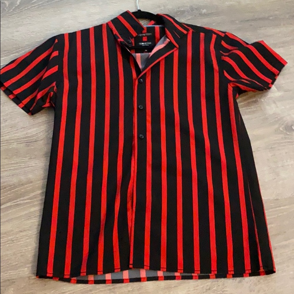 FN: Black/Red striped collared shirt